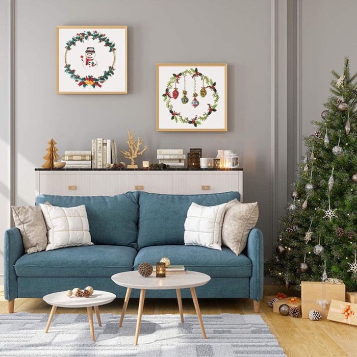 Kit bordado de NATAL aro ponto cruz artesanato costura agulhas present