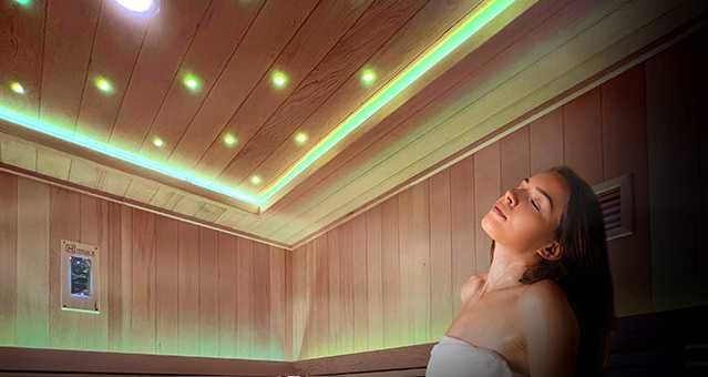 Sauna interior com vidro e tecto estrelado - Desde 1.474€
