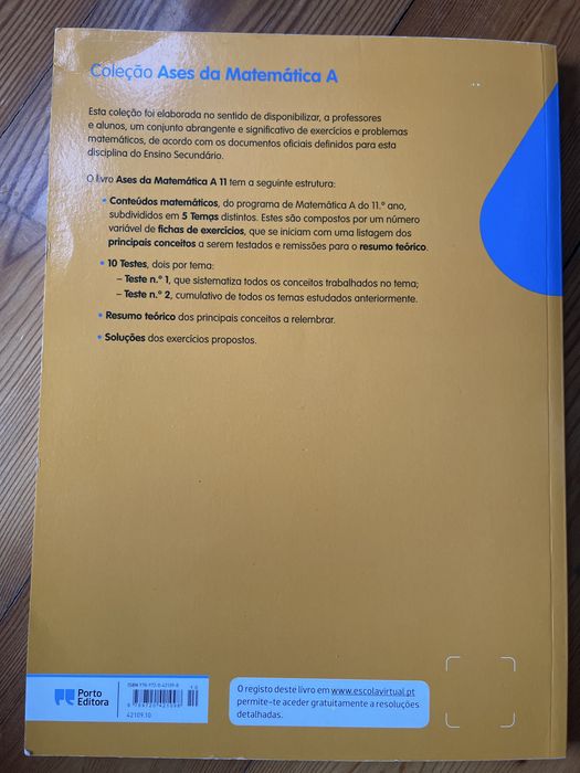 livro de apoio ao estudo ASES da matemática A da Porto Editora