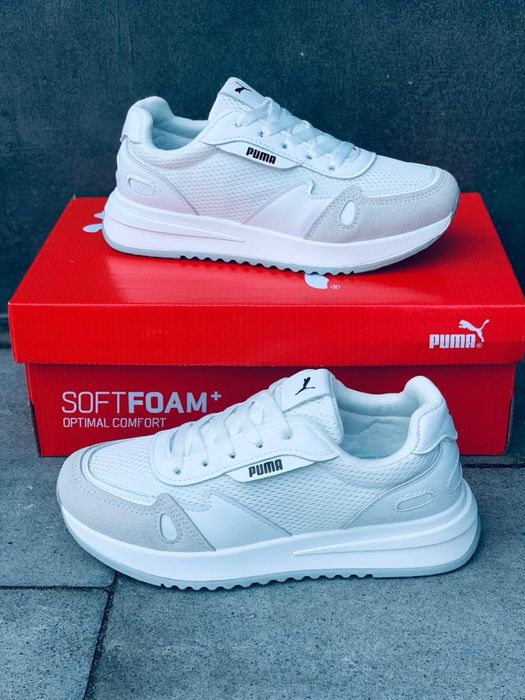 Легкі дихаючі кросівки Puma на літо • кожані жіночі кросовки пума зручні• ортопедична устілка • мяка підошва кросовки пума