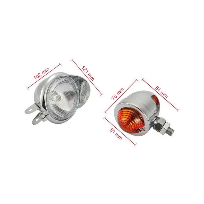 Conjunto farol frontal piscas integrados 12V - Suporte universal