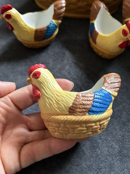 Ozdobna kura + 4 kurki pojemniki na jajka