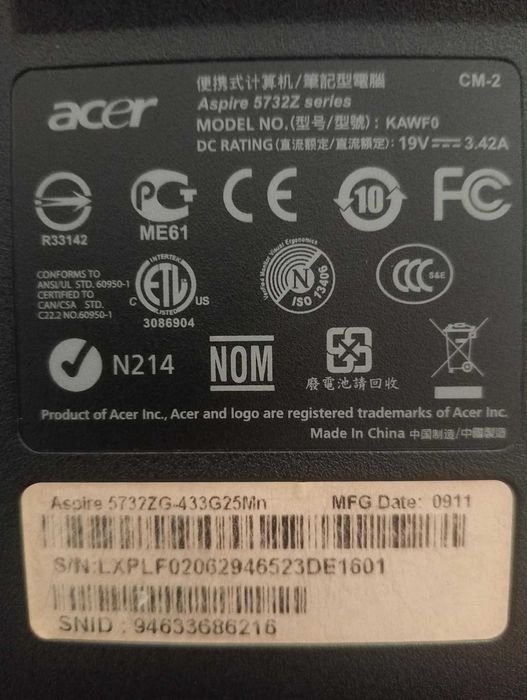 Acer Aspire 5732ZG