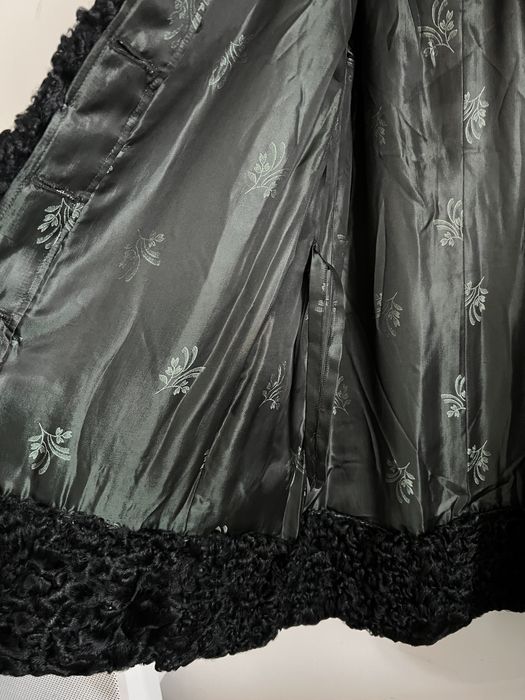 Eleganckie natualne czarne futro z karakułów - klasyczne, prl, unikat