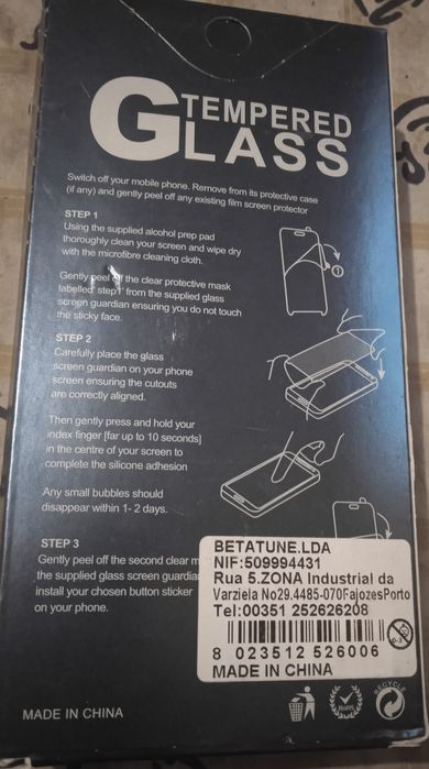 Caixa com 9peliculas de vidro temperado