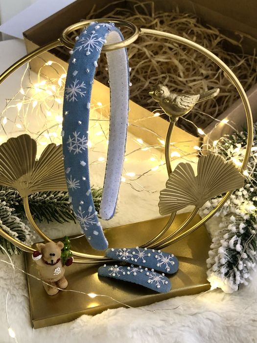 Вишитий новорічний набір обруч заколочки ідея подарунку