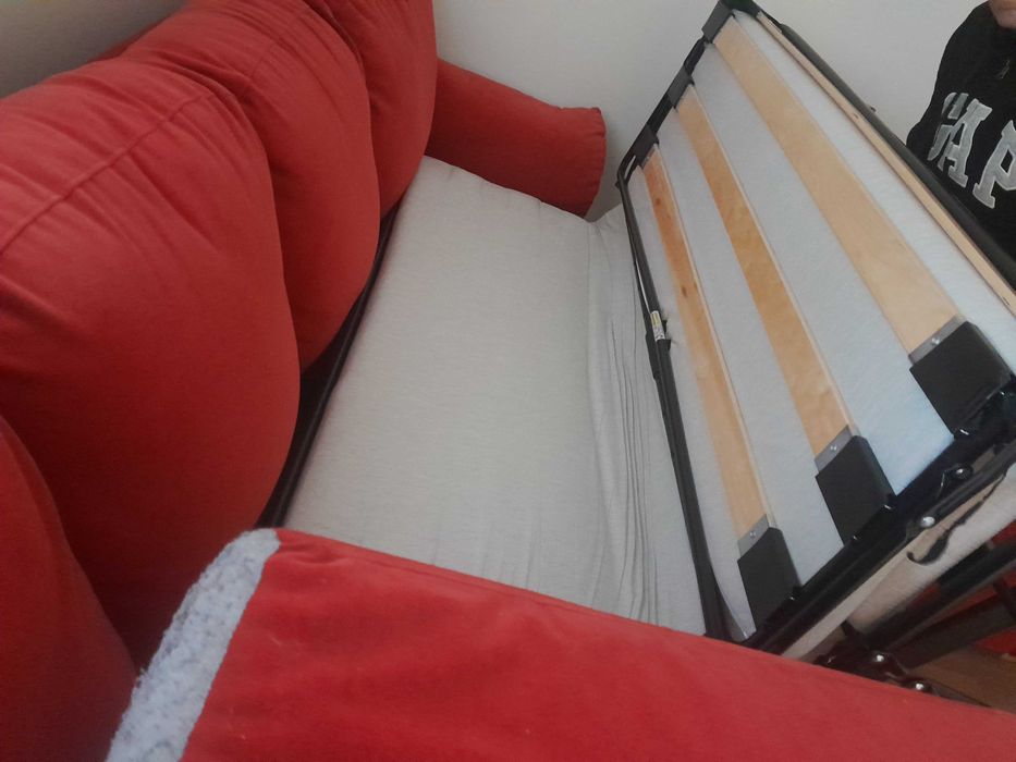 Zamszowa Sofa + Fotel kolor czerwony