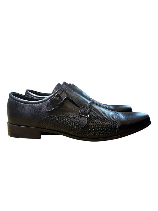 Buty męskie eleganckie skórzane czarne wsuwane Slip-On rozmiar 45 OE250KO CZARNY KLAMRA