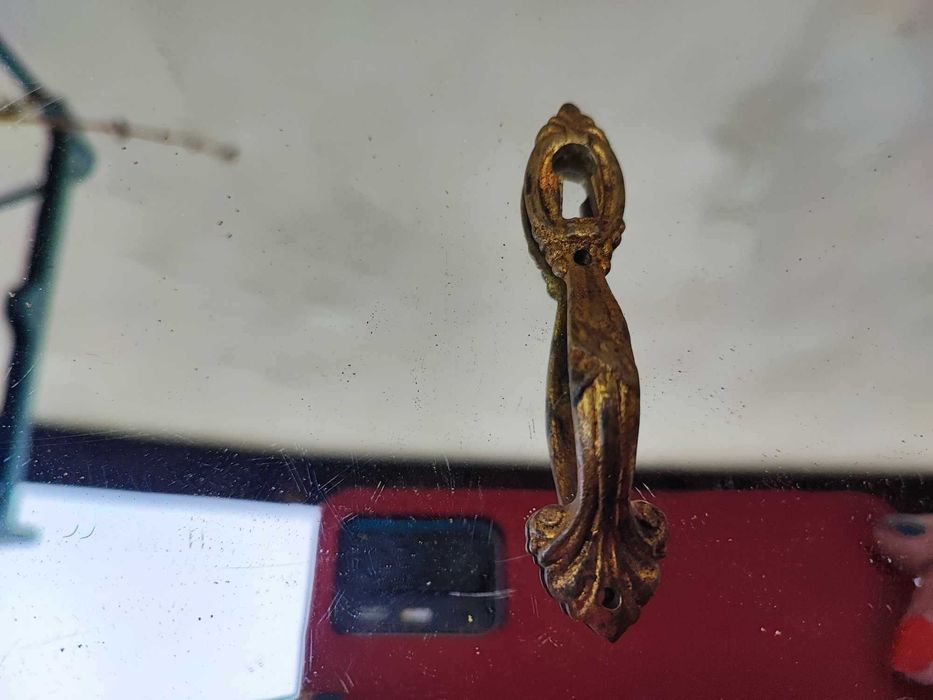 Przedwojenny mosiężny szyld,uchwyt do mebel,komoda