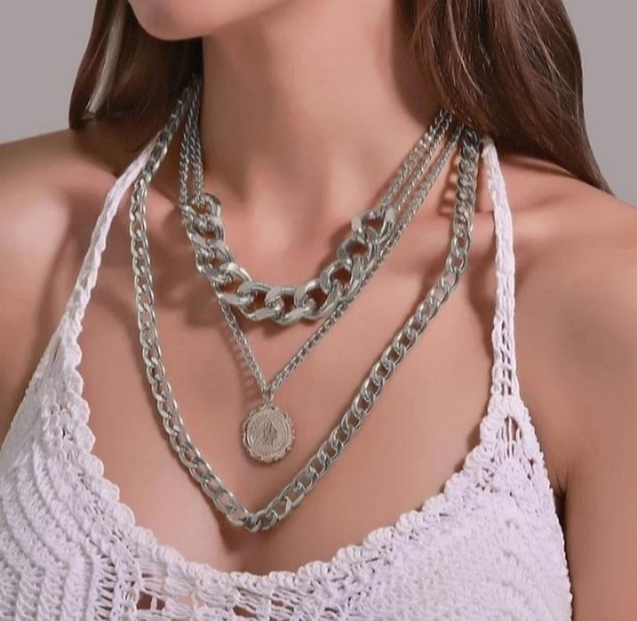 Серебряный комплект серебро 925, стильные цепочки , набор цепочек и