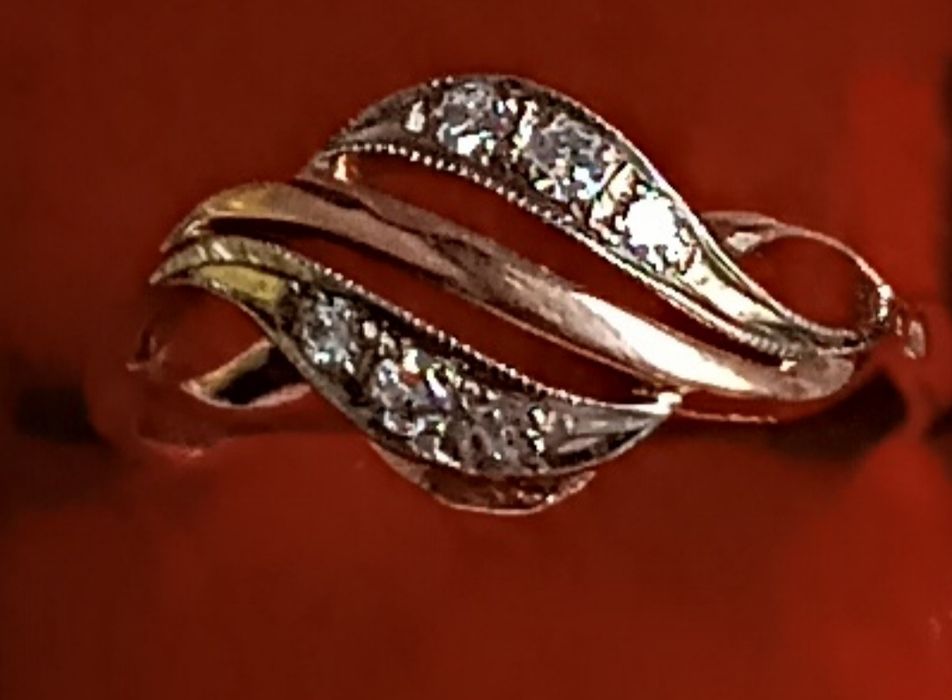 Каблучка кольцо ссср 583 з діамантами с бриллиантами 0,12ct 3,35г р18