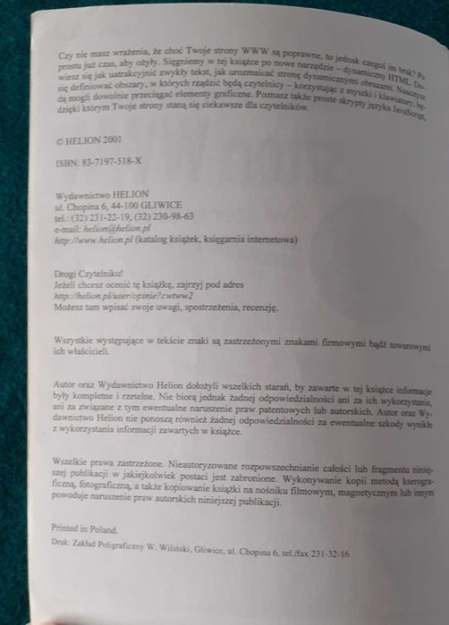Zaawansowane tworzenie stron WWW ćwiczenia praktyczne -M. Sokół HELION