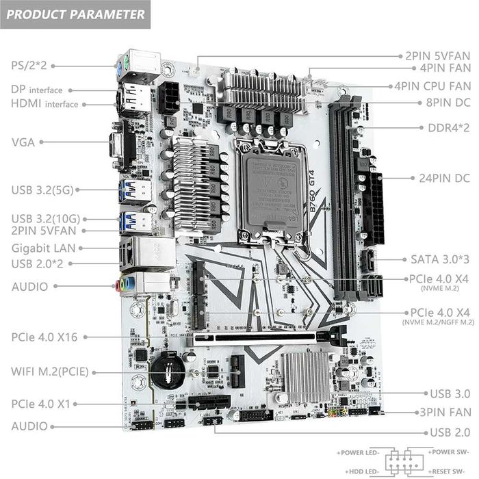 Материнська плата MACHINIST чіпсет B760 DDR4 сокет LGA 1700 12/13 gen
