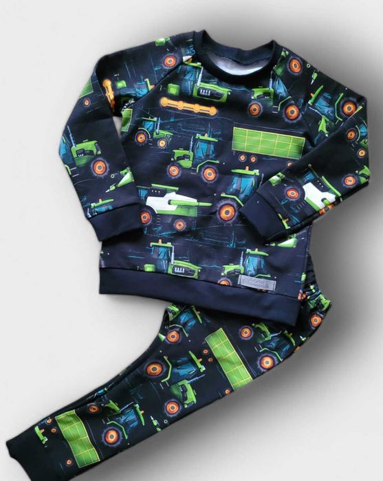 86 DRES dla chłopca traktory ciągniki bluza baggykombajn WIEŚ handmade