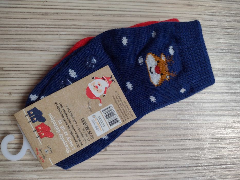 NOWE ~ BABY BEAR LEON, rozmiar 12-18m, skarpetki świąteczne 2pak