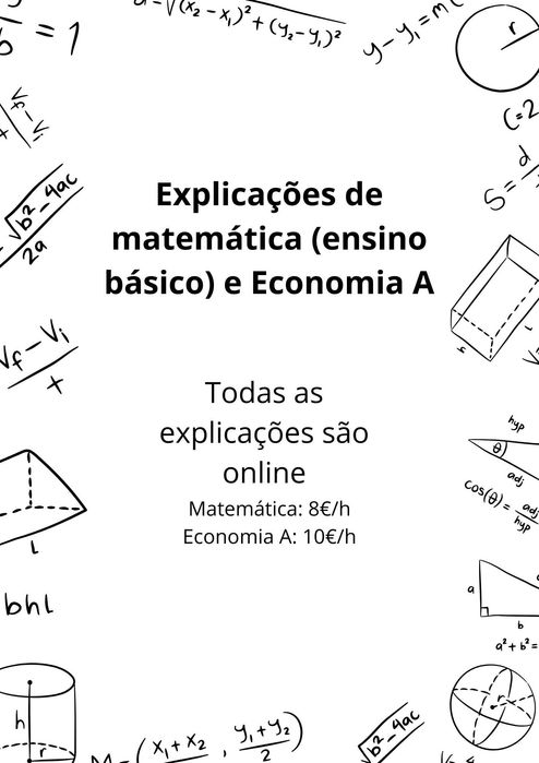 Explicações online de matemática (ensino básico) e Economia A