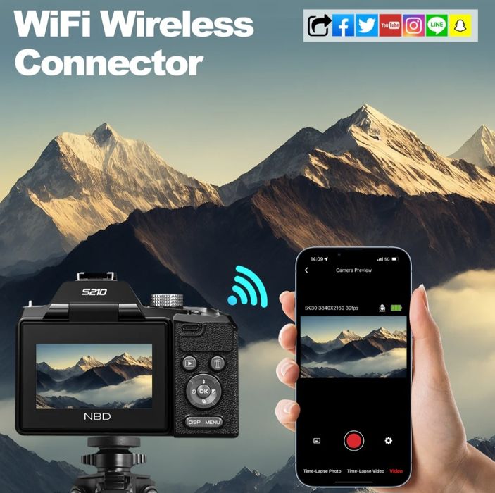 NBD 5K&64MP Digital Cameras for Photography, 16X Optical Zoom Camera w