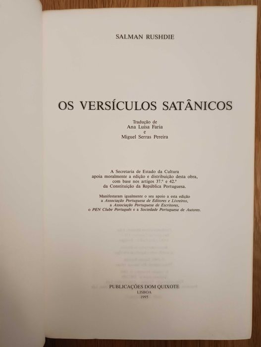 Salman Rushdie - Os Versículos Satânicos (portes incluídos)