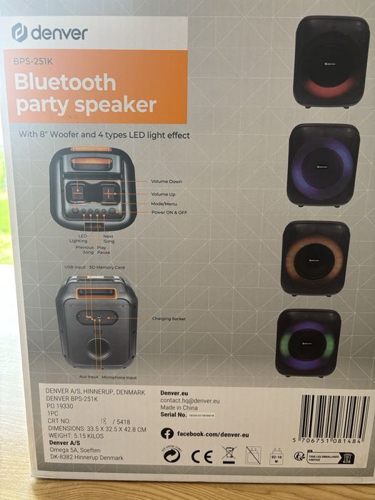 Głośnik Bluetooth Denver z mikrofonem do karaoke