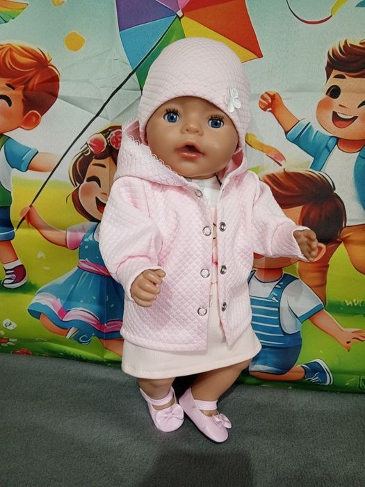 Kurtka i czapka dla lalki baby born 43cm