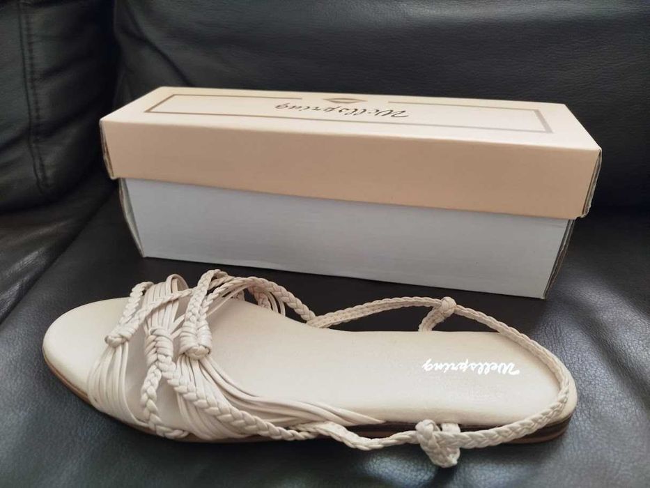 Sandały damskie boho plecione beżowe rzymianki 40 wkładka 26 cm nowe