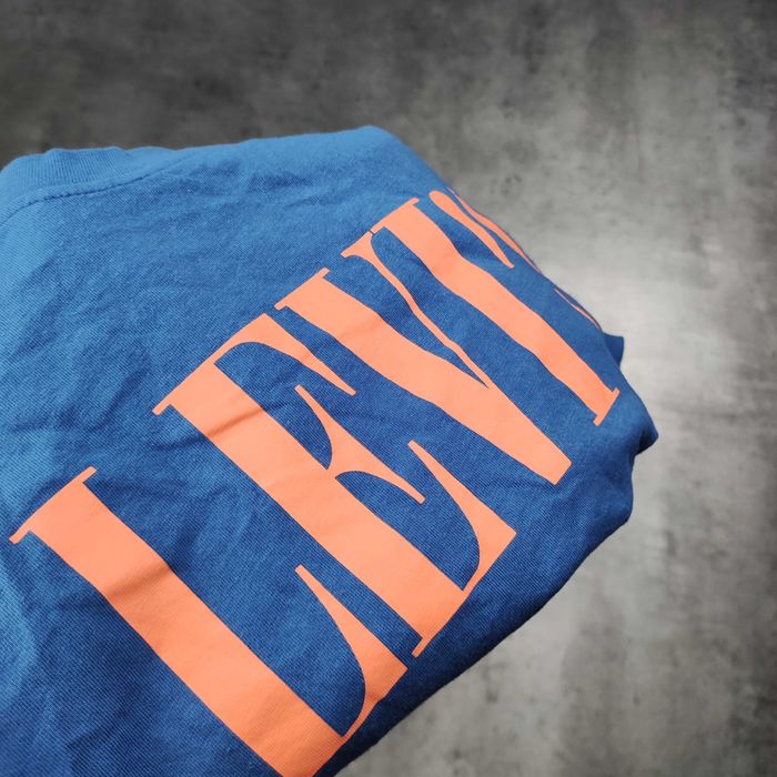 MĘSKA PREMIUM Koszulka Levis Niebieska Nadruk Bawełna Duże Logo