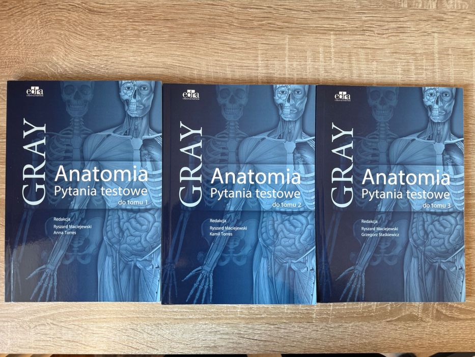 „Gray Anatomia. Pytania testowe” komplet (Tomy 1, 2 i 3) jak NOWE Ryszard Maciejewski =OKAZJA=