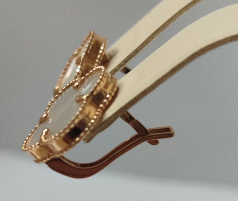 Золотые серьги перламутр,малахит 585,583 проба ссср