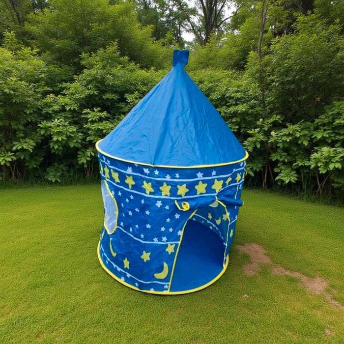 Nowy niebieski namiot dla dziecka Zamek