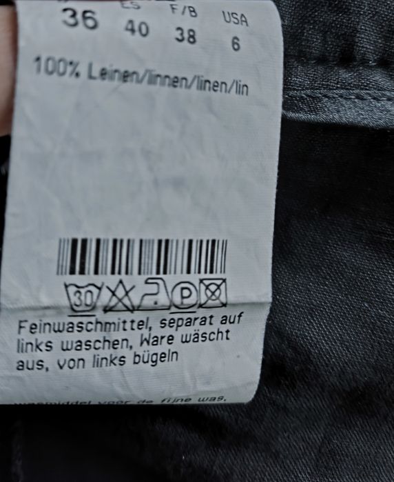 Cambio S 36 / 8 lniane czarne spodnie proste szeroka nogawka