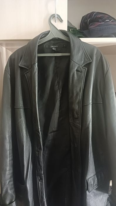 Шкіряний плащ з принтом, панк, метал