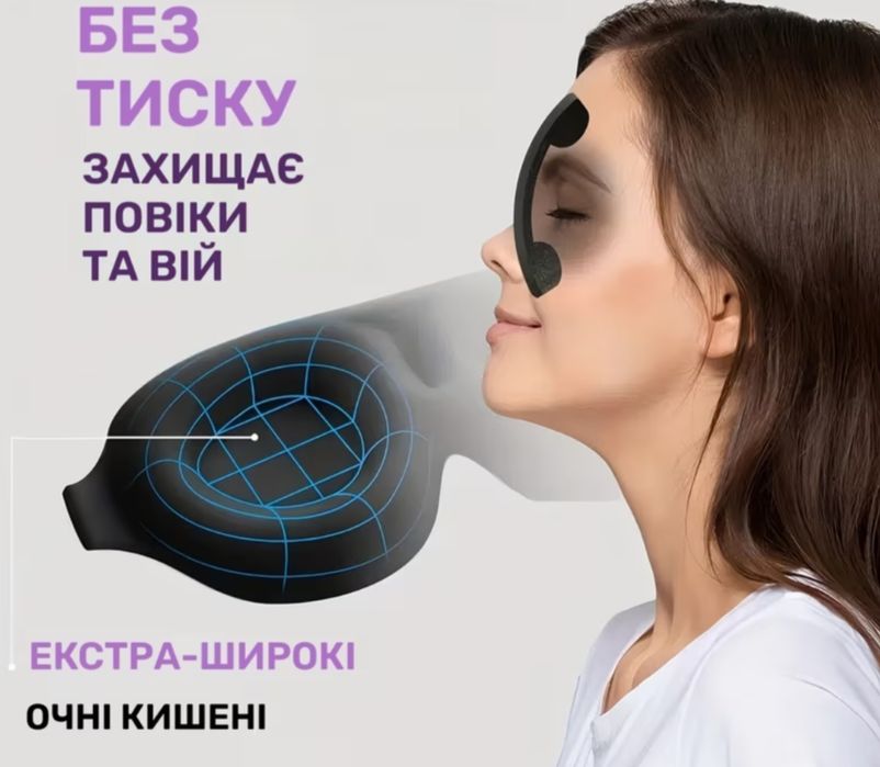 Анатомічна 3D маска для сну (з ефектом 100% blackout) / Пов'язка на очі