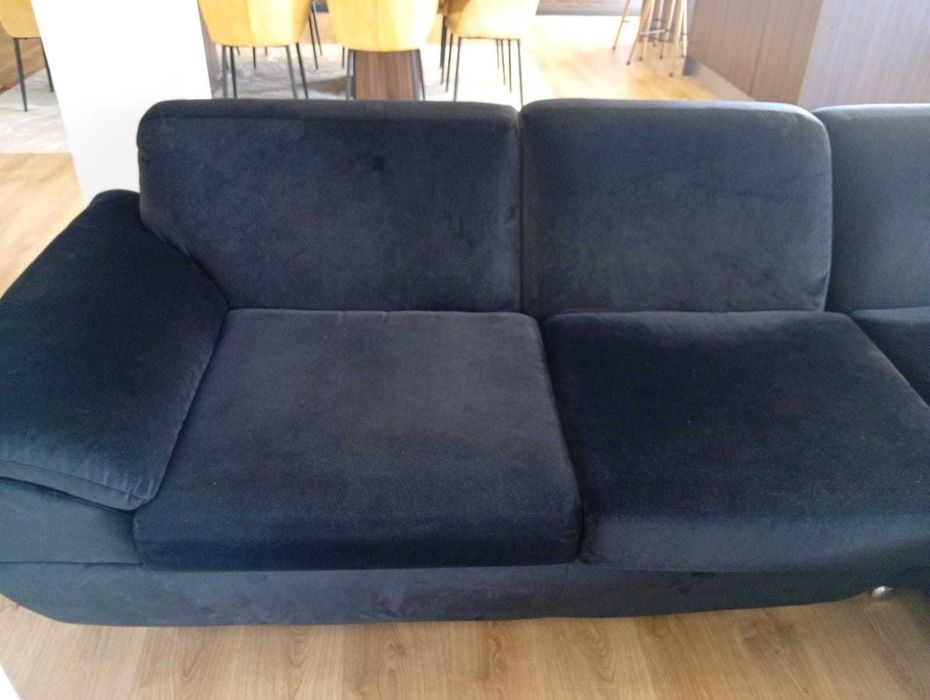SOFÁ Chaise Longue preto da Moviflor como novo tecido aveludado