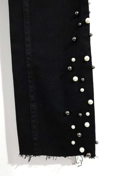 Calças de ganga pretas skinny com pérolas Zara T: 38