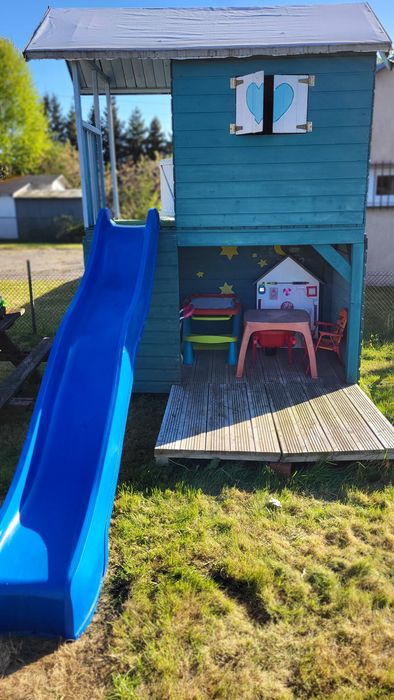 Domek drewniany ogrodowy ze ślizgiem GRATISY