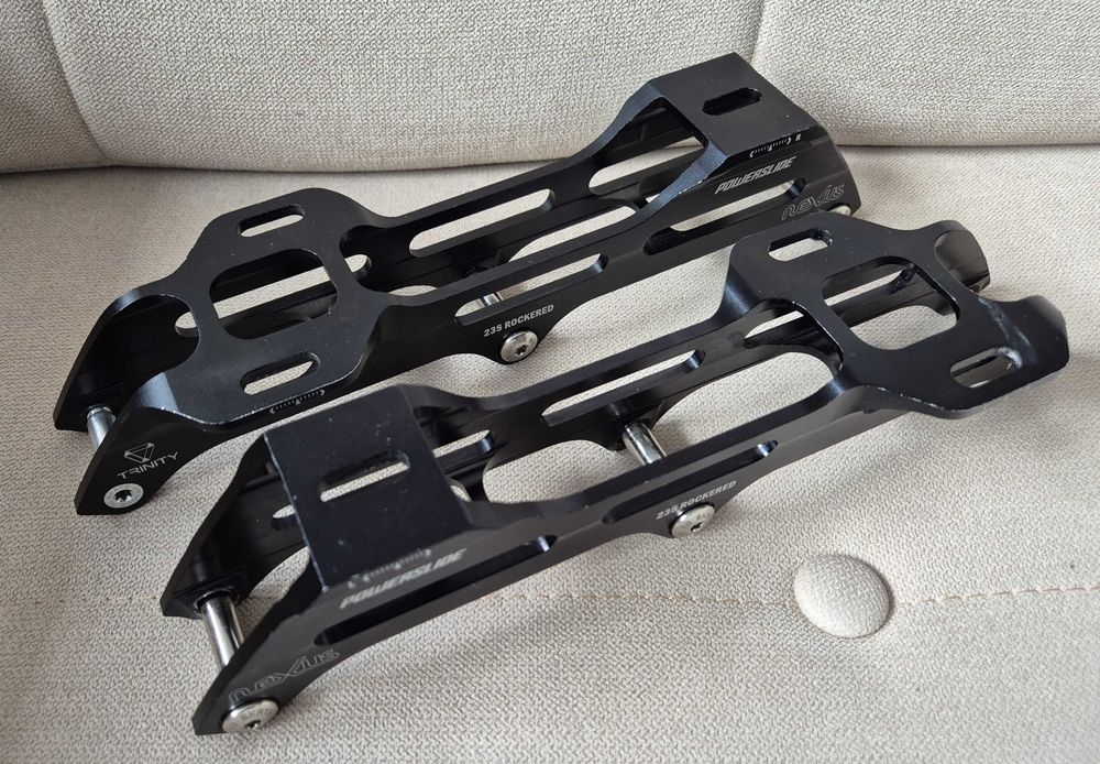 Nowe szyny Powerslide Nexus Trinity 235mm 3x90 aluminium lotnicze CNC regulacja flat/rocker