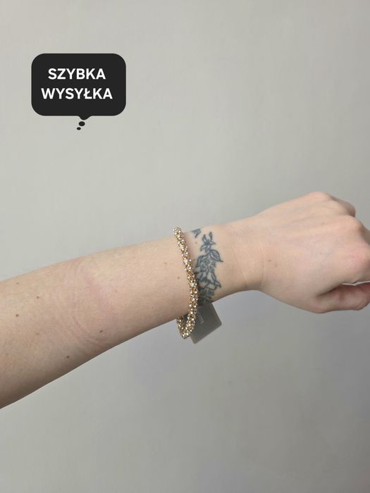 Bransoletka damska z cyrkoniami kolor złoty