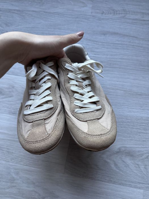 Beżowe buty tenisówki półbuty panterkowe w panterkę zara