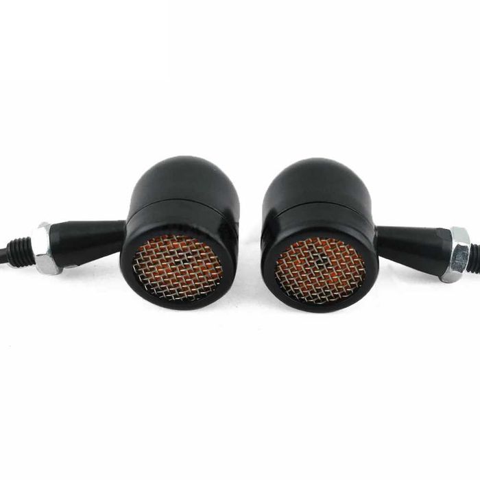 Par de mini piscas LED bala 12V para moto — âmbar universal