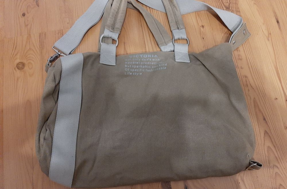 Torba na ramię z  mocnego materiału.  Zieleń Khaki/ szara.