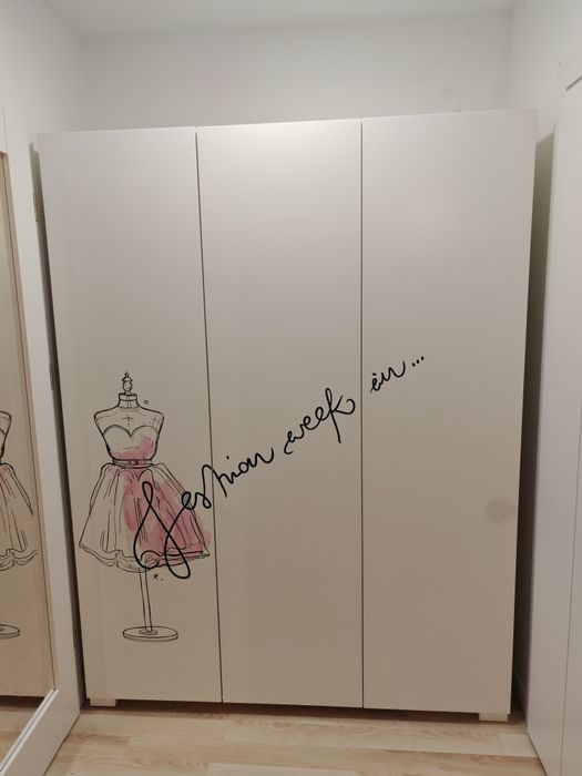 Zestaw dziewczęcy Meblik Fashion Pink. Szafa, regał, biurko, box, zegar ścienny