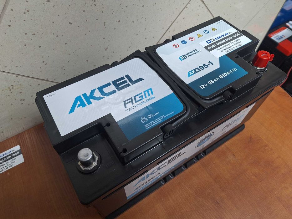 Nowy akumulator Akcel AGM 95Ah 810A 12V - Montaż/Kodowanie Varta Bosch