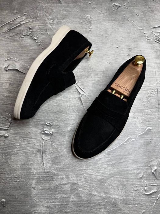 Лоферы Замшевые мужские чёрные LORO PIANA Black! Замша Натуральная!