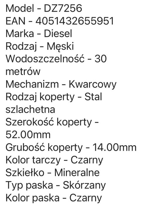 Diesel zegarek męski 52mm