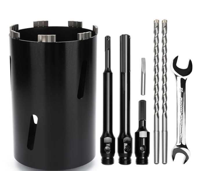 Wiertło/otwornica koronkowa 132x200mm + zestaw adapterów MOXPIFY