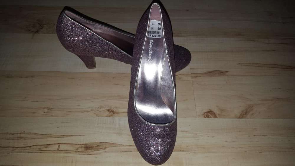 Eleganckie brokatowe buty na obcasie, rozmiar 37 brokat