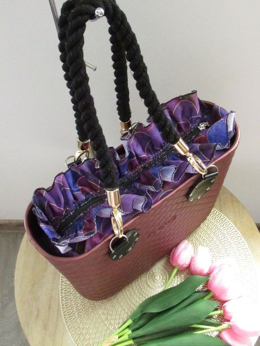 Organizer do Obag mini Gęsta falbanka fiolet łuska kieszeń 24h