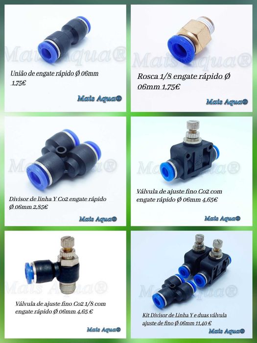 Acessórios de ar e Co2 para Aquário - Novos