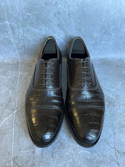 Santoni туфли мужские кожа крокодила 42.5