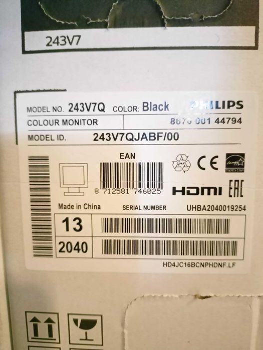 Monitor Philips 24 cale LED IPS 75Hz 5ms VESA stan perfekcyjny